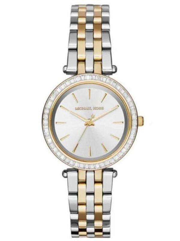 Montre Michael Kors Mini Darci MK3405 bicolore avec lunette à cristaux pour femme au Maroc.