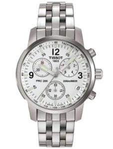 Montre Tissot au Maroc : Prix, Collections et Guide d'Achat 2026 Marque: TISSOT Modèle: PRC200 Boîtier: Diamètre : 40 mm Epaisseur : 12 mm Acier inoxydable Argent Cadran: Verre : Minéral Blanc Bracelet: Largeur : 18 mm Acier inoxydable Argent Etanchéité: 200 m (20 ATM) Type de boucle: Boucle déployante Détails techniques: Dateur Chronomètre