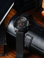 Marque: TISSOT Modèle: PR100 T-Classic Boîtier: Diamètre : 41 mm Epaisseur : 10.71 mm Acier inoxydable Cadran: Verre : Minéral Noir Bracelet: Largeur : 20 mm Acier inoxydable Noir Etanchéité: 100 m (10 ATM) Type de boucle: Boucle déployante Détails techniques: Dateur Chronomètre