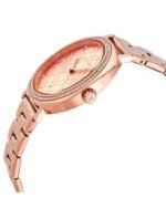 Marque: Michael Kors Modèle: NIA Boîtier: Diamètre : 38 mm Epaisseur : 8 mm Acier inoxydable Bronze Cadran: Verre : Minéral Bronze Bracelet: Acier inoxydable Bronze Etanchéité: 50 m (5 ATM) Type de boucle: Boucle déployant
