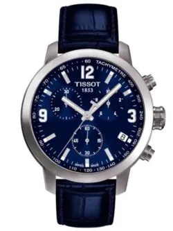 Montre Tissot PRC200 T055.417.16.047.00 chronographe homme cadran bleu bracelet cuir