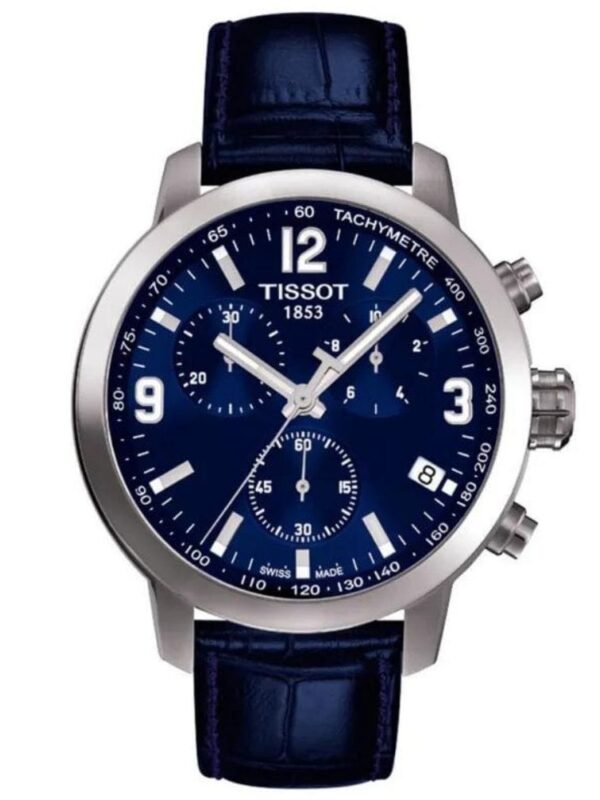 Montre Tissot PRC200 T055.417.16.047.00 chronographe homme cadran bleu bracelet cuir