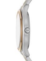 Marque: Michael Kors Modèle:RITZ Mindy Boîtier: Diamètre : 36 mm Epaisseur : 8 mm Acier inoxydable Bronze Cadran: Verre : Minéral Bronze Bracelet: Acier inoxydable Bronze Etanchéité: 50 m (5 ATM) Type de boucle: Boucle déployant