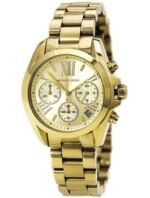 Marque: Michael Kors Modèle: Bradshaw Boîtier: Diamètre : 36 mm Epaisseur : 11 mm Acier inoxydable Cadran: Verre : Minéral Bracelet: Largeur : 20 mm Acier inoxydable Etanchéité: 100 m (10 ATM) Type de boucle: Boucle déployante Détails techniques: Dateur Chronomètre