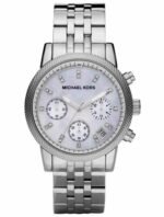 Marque: Michael Kors Modèle: Ritz Boîtier: Diamètre : 38 mm Epaisseur : 12 mm Acier inoxydable Argent Cadran: Verre : Minéral Argent Bracelet: Largeur : 20 mm Acier inoxydable Argent Etanchéité: 50 m (5 ATM) Type de boucle: Boucle déployante Détails techniques: Dateur Chronomètre
