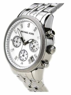 Marque: Michael Kors Modèle: Ritz Boîtier: Diamètre : 38 mm Epaisseur : 12 mm Acier inoxydable Argent Cadran: Verre : Minéral Argent Bracelet: Largeur : 20 mm Acier inoxydable Argent Etanchéité: 50 m (5 ATM) Type de boucle: Boucle déployante Détails techniques: Dateur Chronomètre