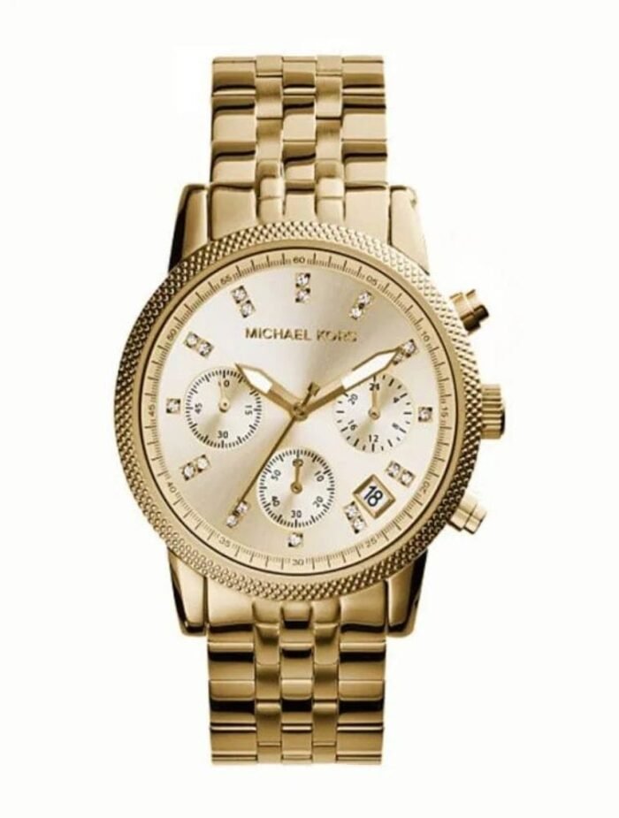 Marque: Michael Kors Modèle: RITZ Boîtier: Diamètre : 36 mm Epaisseur : 13 mm Acier inoxydable Argent Cadran: Verre : Minéral Argent Bracelet: Largeur : 22 mm Acier inoxydable Argent Etanchéité: 100 m (10 ATM) Type de boucle: Boucle déployante Détails techniques: Dateur Chronomètre
