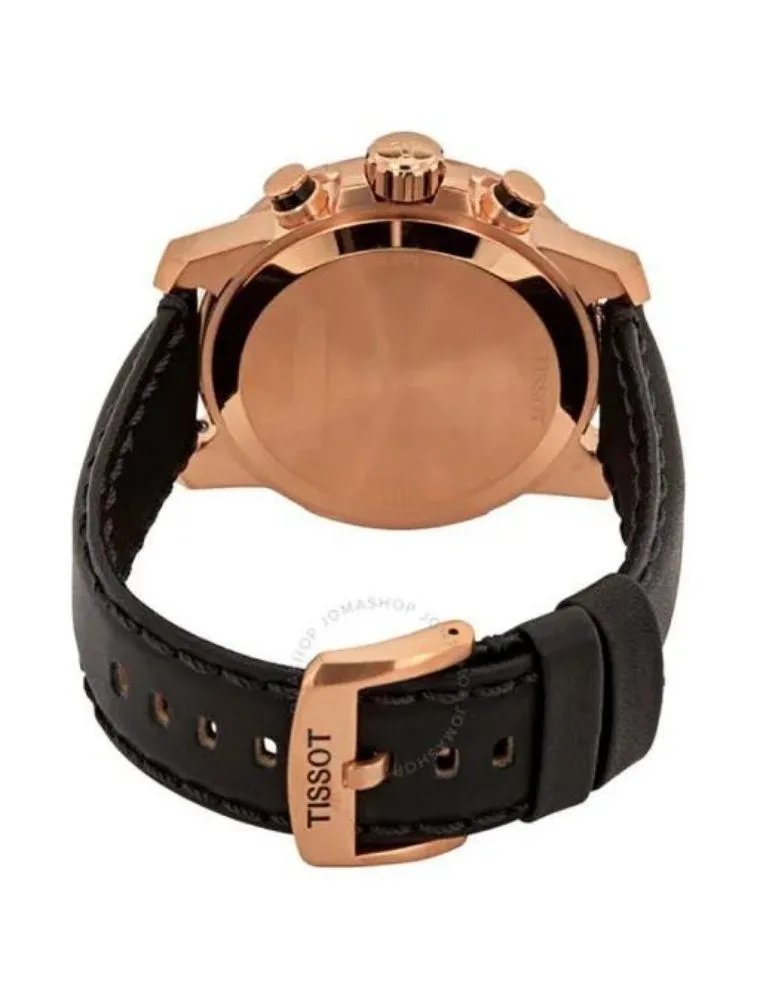 Marque: TISSOT Modèle: SUPERSPORT Boîtier: Diamètre : 45.5 mm Epaisseur : 11.9 mm Acier inoxydable Cadran: Verre : Sapphire Bracelet: Largeur : 22 mm Cuir Black Etanchéité: 100 m Type de boucle: Boucle déployante Détails techniques: Dateur Chronomètre