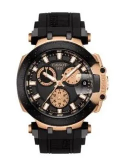 Montre Tissot T115.417.37.051.00 noire et or rose avec bracelet en silicone pour homme au Maroc.