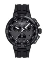 Montre Tissot T-Race Chronograph T111.417.37.441.03 noire avec bracelet en silicone pour homme au Maroc.