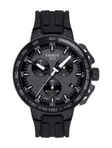 Montre Tissot au Maroc : Prix, Collections et Guide d'Achat 2026 Montre Tissot T-Race Chronograph T111.417.37.441.03 noire avec bracelet en silicone pour homme au Maroc.
