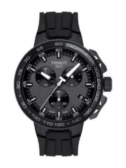Montre Tissot T-Race Chronograph T111.417.37.441.03 noire avec bracelet en silicone pour homme au Maroc.