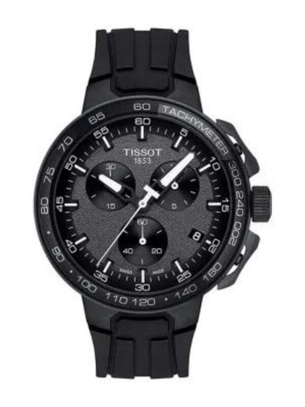 Montre Tissot T-Race Chronograph T111.417.37.441.03 noire avec bracelet en silicone pour homme au Maroc.