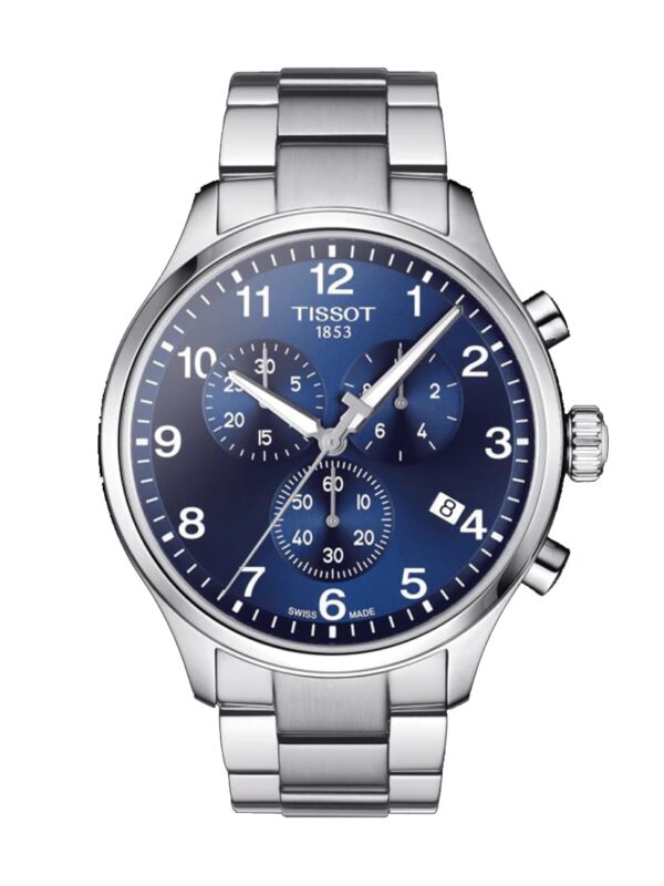 Montre Tissot Chrono XL Classic T1166171104701 cadran bleu avec fonction chronographe pour homme au Maroc.