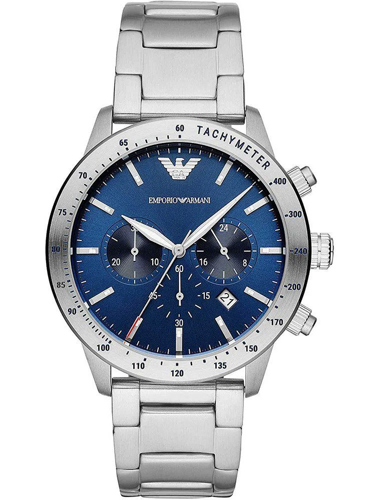Montre Emporio Armani AR11306 avec cadran bleu et bracelet acier pour homme au Maroc.
