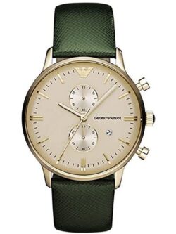 Montre Emporio Armani AR1722 Luigi dorée avec bracelet en cuir vert pour homme au Maroc.
