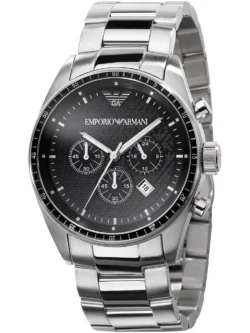 Montre Emporio Armani AR0585 Sportivo argentée avec cadran noir pour homme au Maroc.
