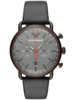 Montre Emporio Armani AR11168 Aviator avec boîtier noir et bracelet en cuir pour homme au Maroc.