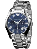 Montre Emporio Armani AR1635 argentée avec cadran bleu et chiffres romains pour homme au Maroc.