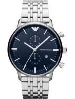 Montre Emporio Armani AR1648 New Retro argentée avec cadran bleu pour homme au Maroc