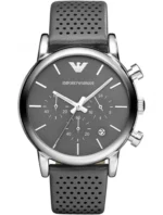 Montre Emporio Armani AR1735 Luigi grise avec bracelet en cuir perforé pour homme au Maroc.