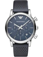 Montre Emporio Armani AR1736 Luigi bleue avec bracelet en cuir perforé pour homme au Maroc.