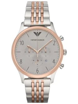 Montre Emporio Armani AR1864 Beta en acier et or rose avec cadran gris pour homme au Maroc.
