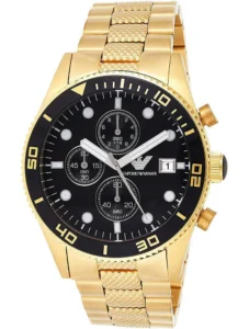 Montre Emporio Armani Homme au Maroc : Prix, Collections et Guide 2026 Montre Emporio Armani AR5857 Sportivo dorée avec cadran noir pour homme au Maroc.