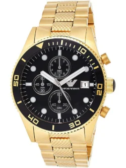 Montre Emporio Armani AR5857 Sportivo dorée avec cadran noir pour homme au Maroc.