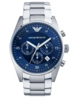 Montre Emporio Armani AR5860 Sportivo argentée avec cadran bleu pour homme au Maroc.