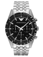 Montre Emporio Armani AR5988 Sportivo argentée avec cadran noir pour homme au Maroc.
