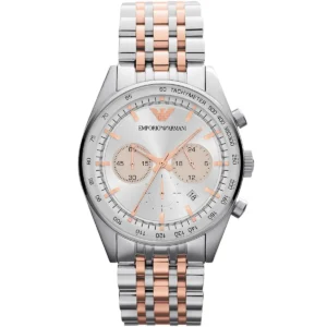 Montre Emporio Armani Homme au Maroc : Prix, Collections et Guide 2026 Montre Emporio Armani AR5999 Tazio bicolore en acier et or rose pour homme au Maroc.