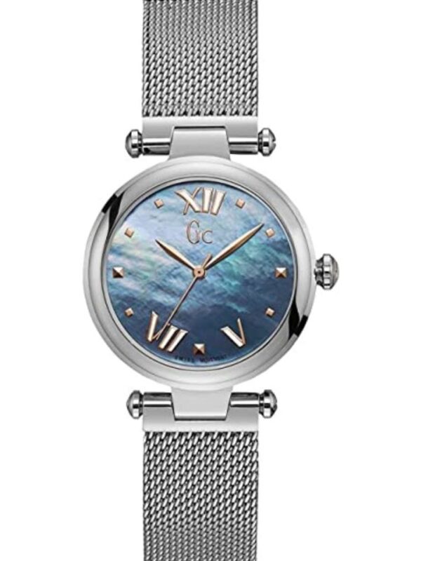 Montre Gc Guess Collection Y31001l7 Lady Chic argentée avec cadran en nacre bleue pour femme au Maroc.