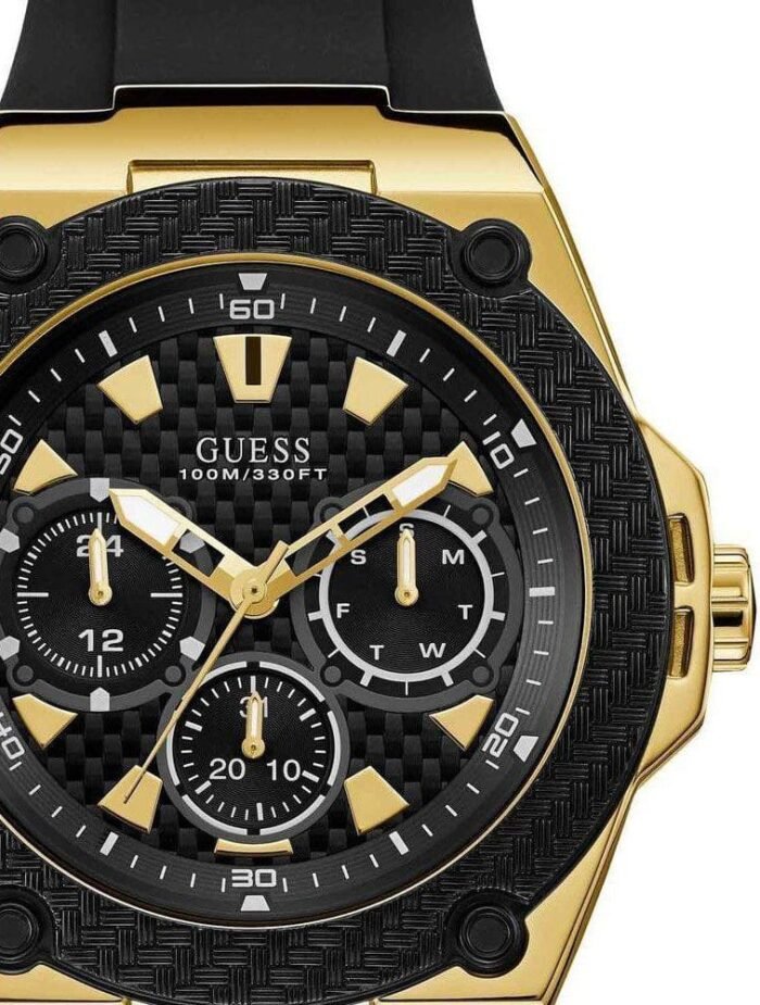 Montre Guess Homme Legacy GOLD Quartz Dial Silicone Strap Watch W1049G5