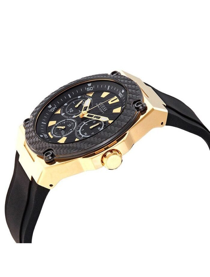 Montre Guess Homme Legacy GOLD Quartz Dial Silicone Strap Watch W1049G5