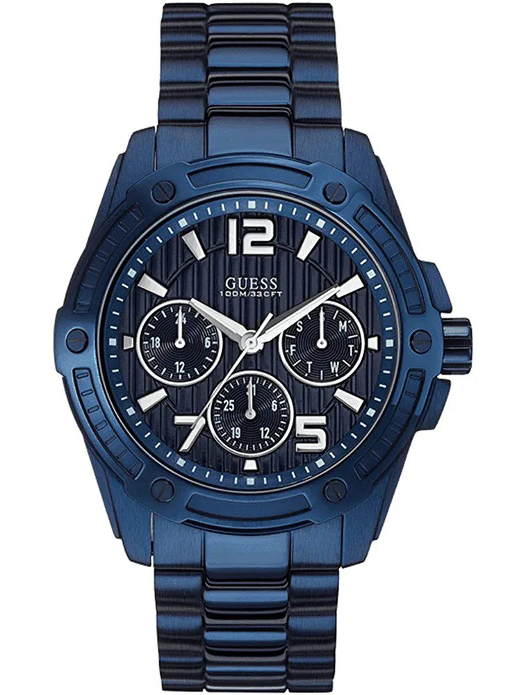 Montre Homme Guess Flagship W0601G2 Bleue Montre Guess W0601G2 Flagship bleue avec cadran texturé pour homme au Maroc.