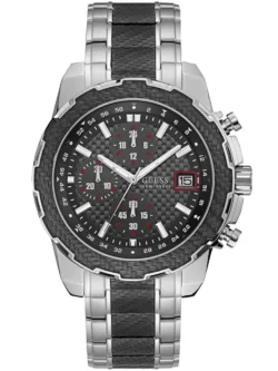 Montre Guess W1046G1 Octane avec bracelet en acier et fibre de carbone pour homme au Maroc.