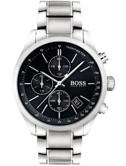 montre Hugo Boss 1513477 homme chronographe en acier inoxydable cadran noir – disponible au Maroc chez Planetawatches