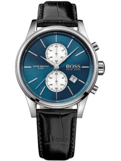 Montre Homme Hugo Boss Jet 1513283 avec cadran bleu et bracelet en cuir noir