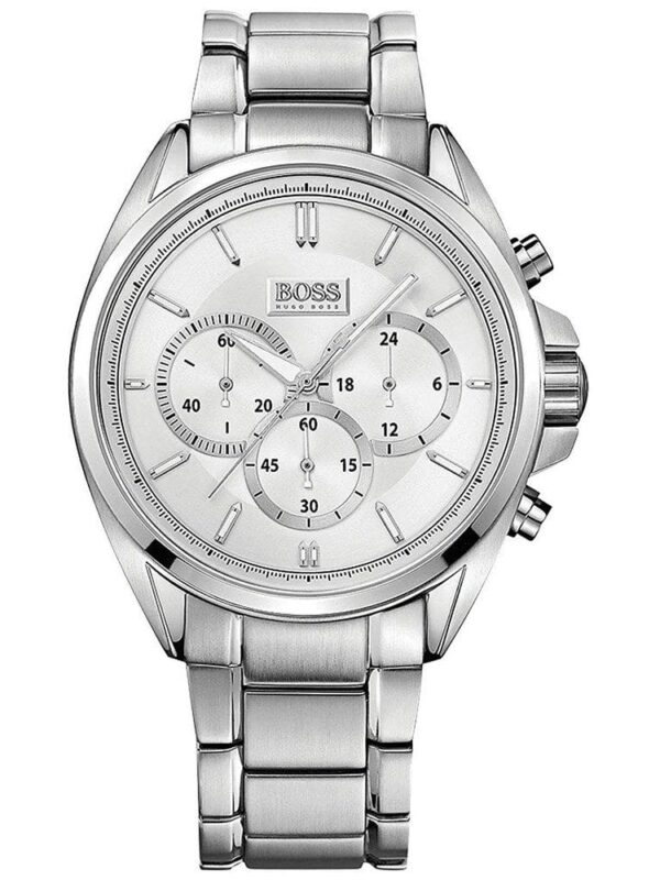 Montre Hugo Boss 1513039 avec cadran blanc texturé et bracelet acier argenté pour homme au Maroc.