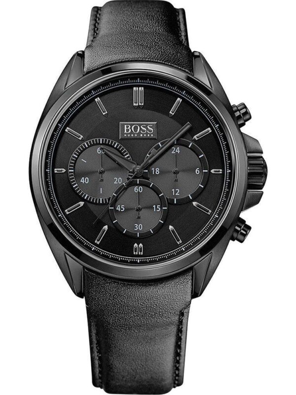 Montre Hugo Boss Driver 1513061 "full black" avec bracelet en cuir pour homme au Maroc.