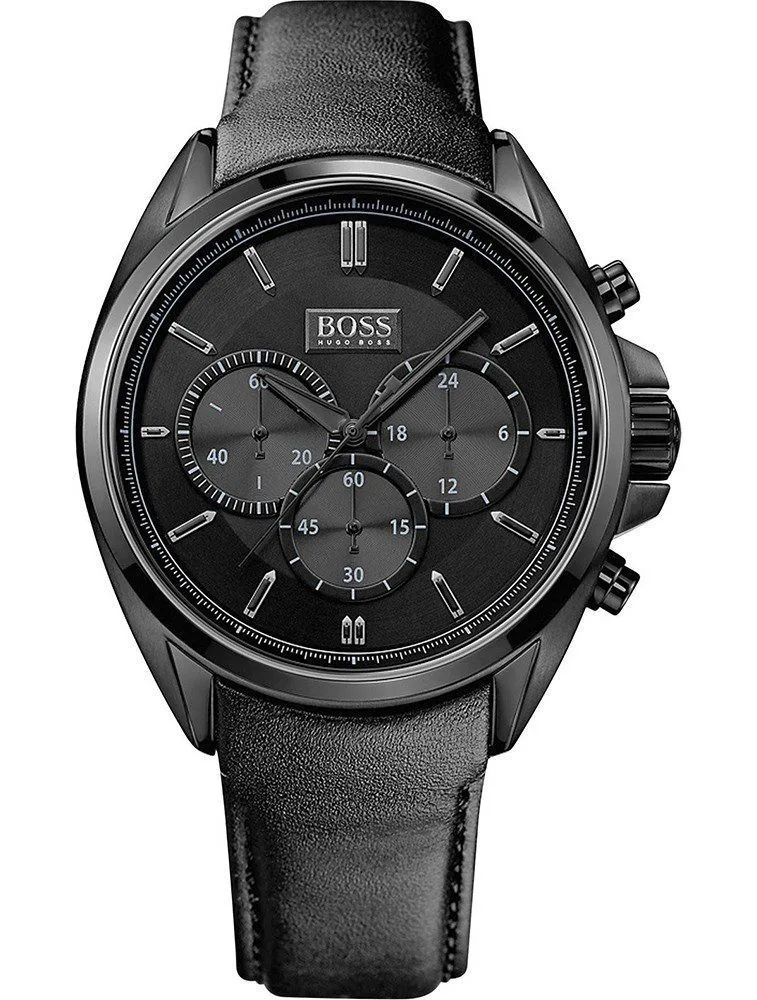 Montre Hugo Boss Driver 1513061 "full black" avec bracelet en cuir pour homme au Maroc.