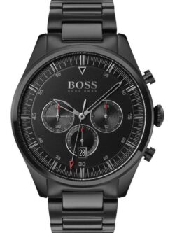 Montre Hugo Boss 1513714 noire pour homme avec bracelet en acier inoxydable et cadran chronographe
