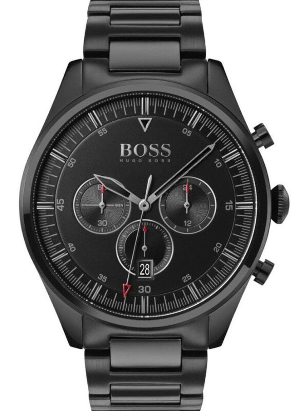 Montre Hugo Boss 1513714 noire pour homme avec bracelet en acier inoxydable et cadran chronographe