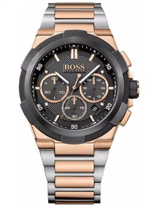 Montre Hugo Boss Supernova 1513358 bicolore avec cadran noir pour homme au Maroc.