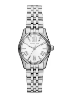 Montre femme petit poignet argentée avec lunette cannelée pour femme au Maroc.