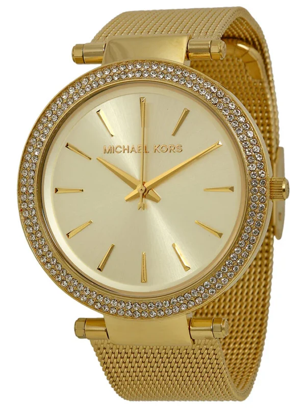Montre Michael Kors MK3368 Darci dorée avec bracelet en maille milanaise pour femme au Maroc.
