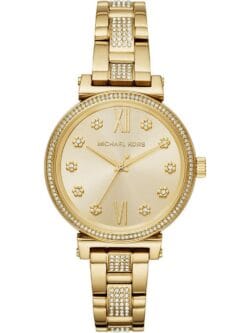 Montre Michael Kors MK3881 Sofie dorée avec cadran à fleurs en cristal pour femme au Maroc.