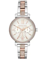 Montre Michael Kors MK4353 Lauryn acier et or rose avec bracelet pavé pour femme au Maroc.