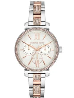 Montre Michael Kors MK4353 Lauryn acier et or rose avec bracelet pavé pour femme au Maroc.
